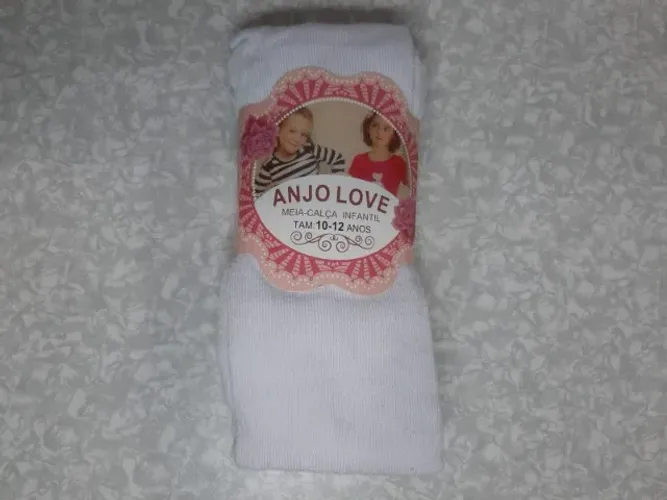 Meia-Calça Infantil Branca Lisa Anjo Love 10-12 Anos Nova