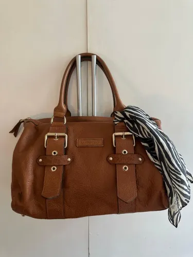 Bolsa Longchamp couro marrom Kate Moss