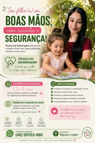 Cuidadora infantil com formação em enfermagem! ?