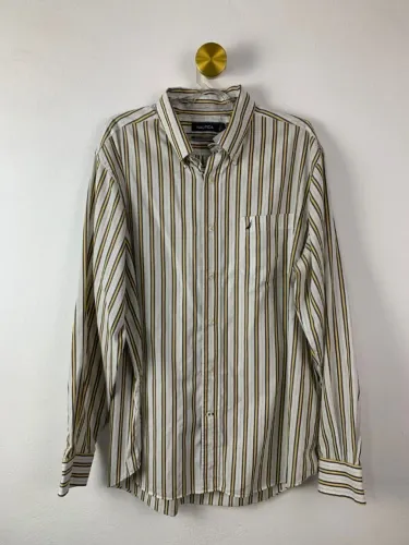 Camisa Social Nautica Listrada 100% Algodão Original - Tam G
