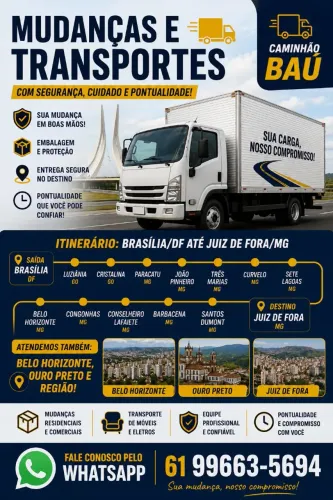 MUDANÇA E FRETE COMPARTILHADO - BRASÍLIA PARA MINAS GERAIS 