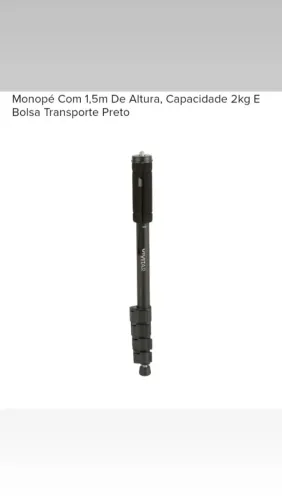 Monopé Com 1,5m De Altura, Capacidade 2kg E Bolsa Transporte Preto