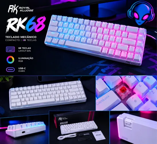 Teclado gamer mecânico Royal Kludge RK68