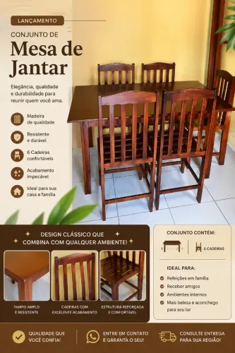 Conjunto de mesa e cadeiras