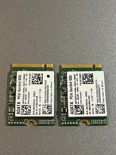 Kit 2x SSD ADATA NVMe 256GB M.2 2230 PCIe Gen3x4 - Ótimo Estado