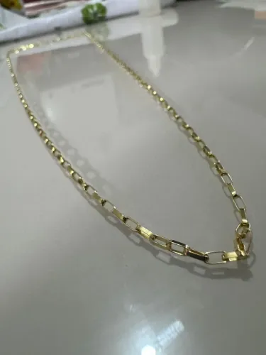 Cordão tijolinho ouro 18k 