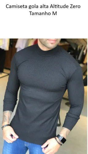 Camiseta Masculina Gola Alta Estilosa ? Altitude Zero ? M
