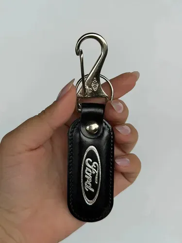 Chaveiro Carro Couro Luxo Com Gancho Automotivo Ford Preto