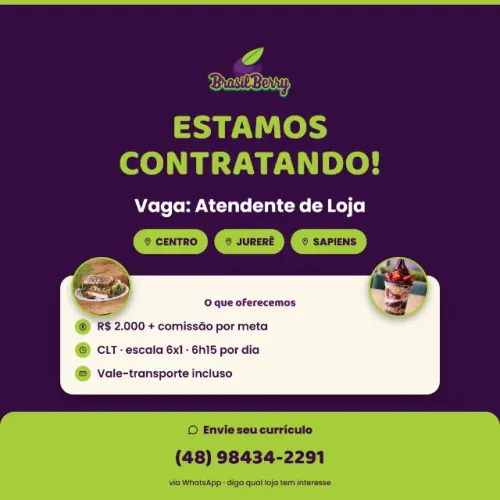 Estamos contratando. faça parte do nosso time!!