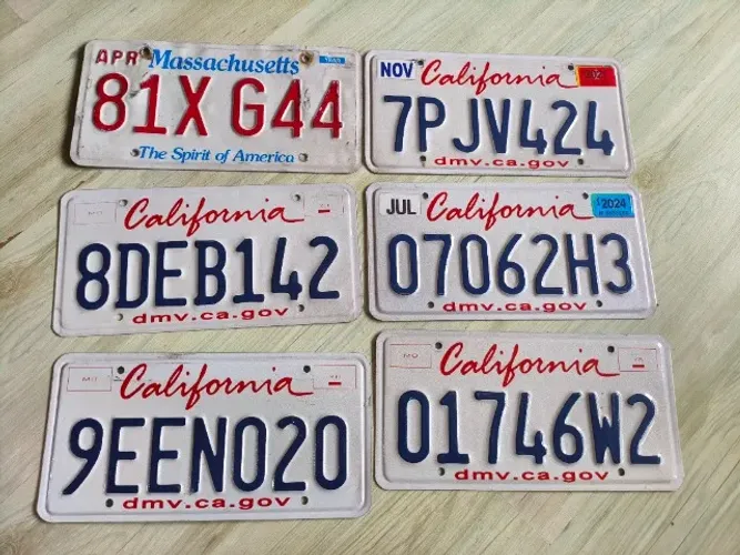 Placa original decoração California / Massachutts USA - 6 unidades