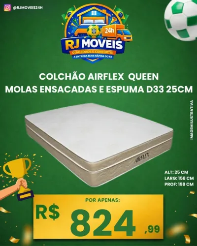 Colchão Airflex tamanho Queen 25cm altura molas espumas d33 / pague na entrega