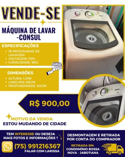 Máquina de Lavar 9Kg Consul