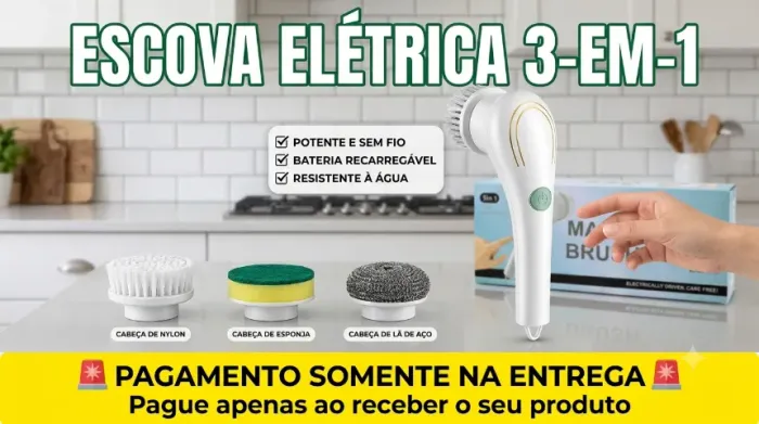 ? Super Escova de Limpeza Elétrica 3 em 1 - Diga Adeus ao Esforço de Esfregar!