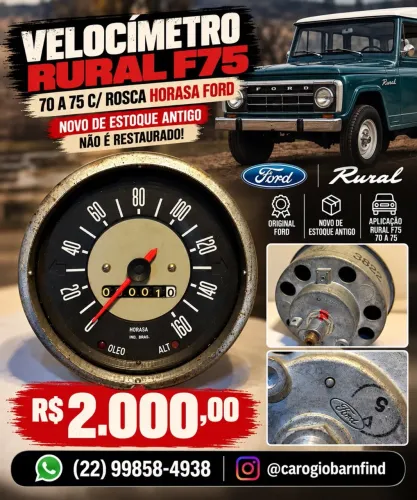 Velocimetro Rural F75 C/ Rosca Original Horasa Ford Novo Estoque Antigo
