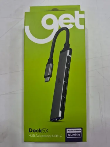 Hub Adaptador Get USB-C 5 em 1 com USB-C, USB 3.0 e USB 2.0