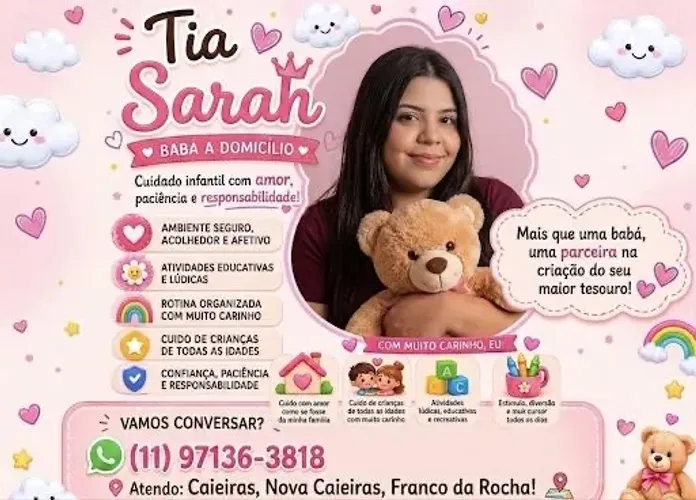 Disponível para babá em nova Caieiras