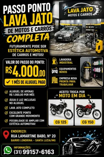 Passo ponto lava jato estética automotiva 