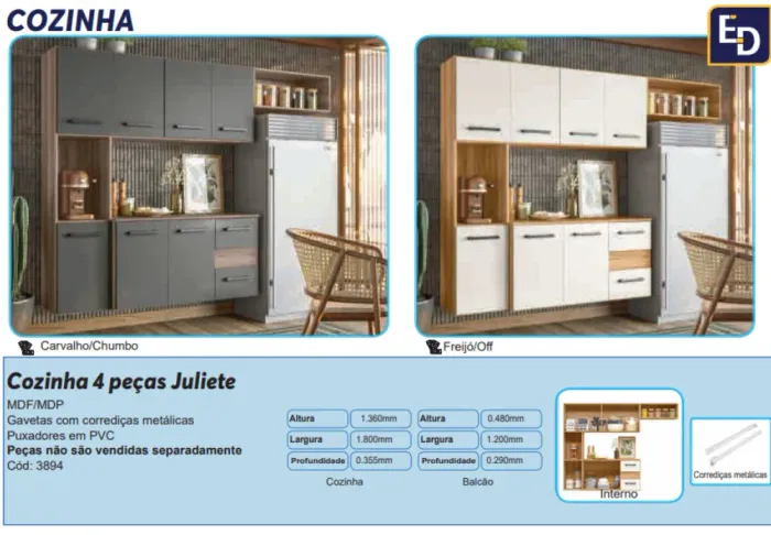 Cozinha Juliette 4 PCs