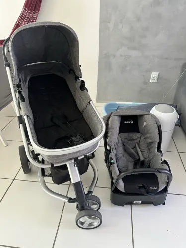 Kit carrinho Moisés + bebê conforto + banheira + trocador + lixeira antiodor