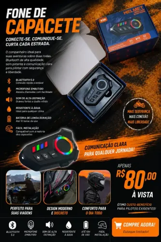 Fone para capacete intercomunicador