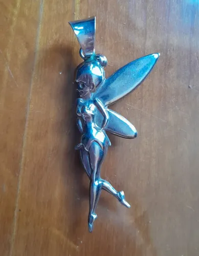 Frete grátis Pingente Grande Tinker Bell Fada Sininho prata maciça 925. Produto novo.