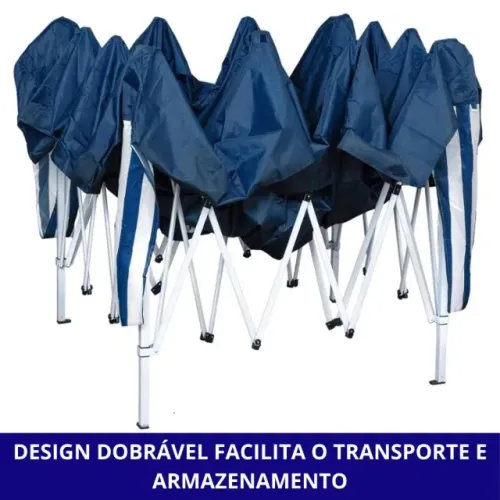 Achadinho da Shopee! Tenda Gazebo Sanfonado 3x3 Retrátil - Azul com Bolsa para Praia