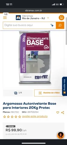 70% desconto - 11 Sacos lacrados Base autonivelante interiores Protec 20kg