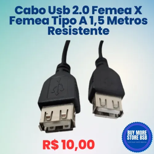 Cabo Extensor USB Fêmea x Fêmea 1,5M