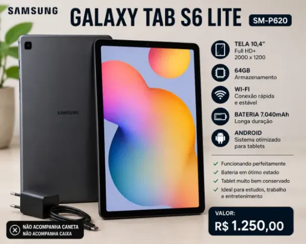 Samsung Galaxy Tab S6 Lite (SM-P620) 64 GB - Excelente Estado  