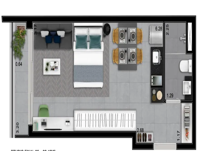Studio no Bairro Bela Vista em São Paulo