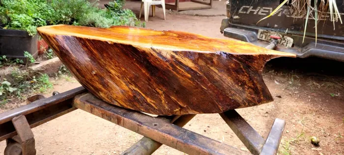 Mesa de centro rústica formato natural tronco