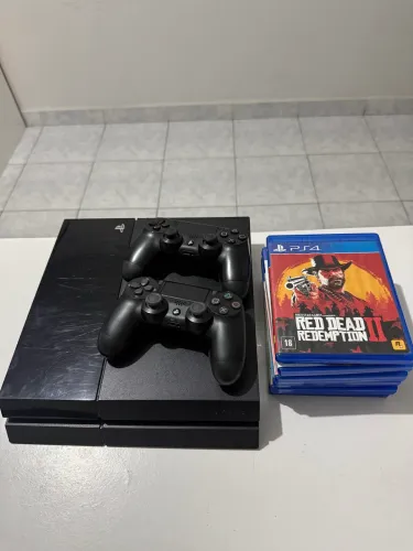 Ps4 Fat 500 GB + 2 controles + 6 jogos