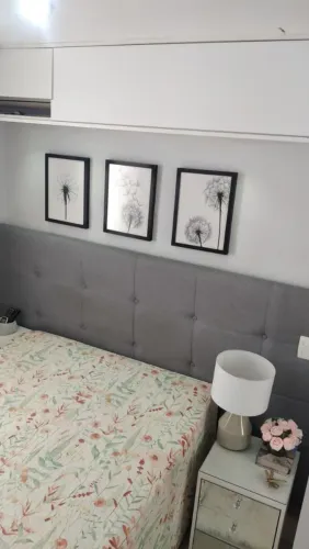 Cabeceira cama estofada no linho
