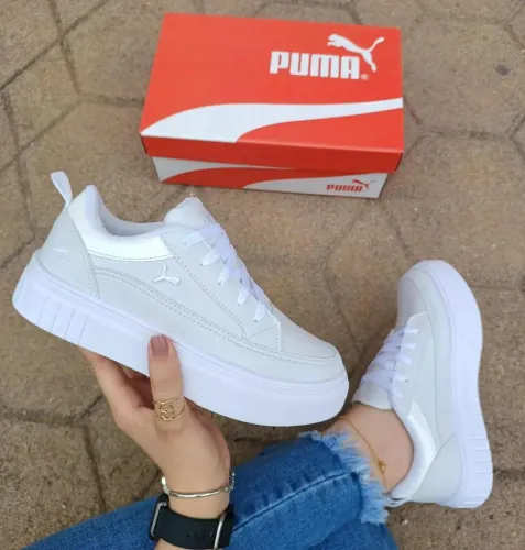 Puma Mayze White | Solado Plataforma, Design Couro Premium e Estilo Streetwear