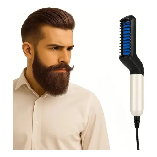 Pente Elétrico Modelador Chapinha Barba Cabelo Masculino  B