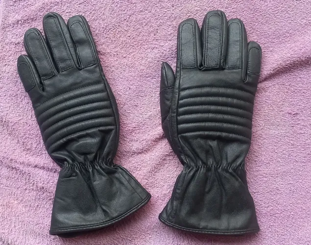 Luva de couro para motociclista 