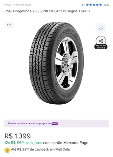 Pneu Bridgestone Para Hilux S10 Triton