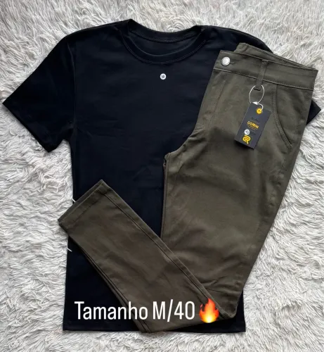 Kit Camisa e Calça Sarja Verde 