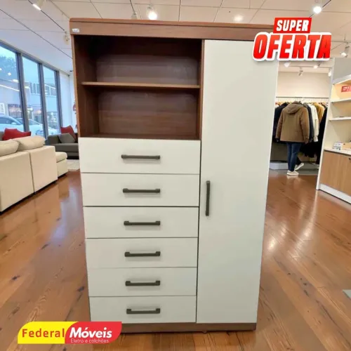 Cômoda em Promoção 6 Gavetas 1 Porta - Mega Oferta Especial 