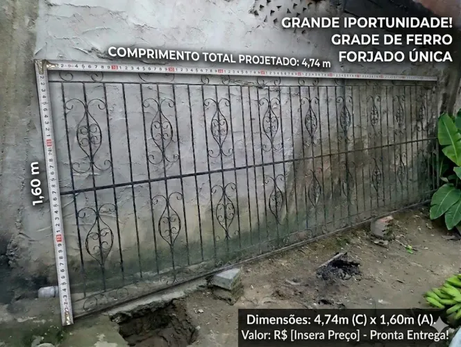Grade de ferro 4,74m por 1,60m
