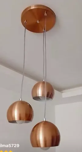 Lustre pendente alumínio bola tripla