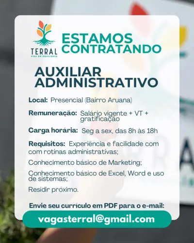 Vaga Auxiliar Administrativo