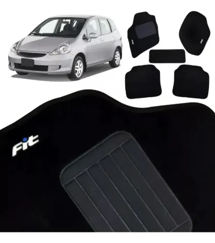 Honda Fit 2003 À 2008 - Jogo Tapete Carpete 5 Peças - Preto