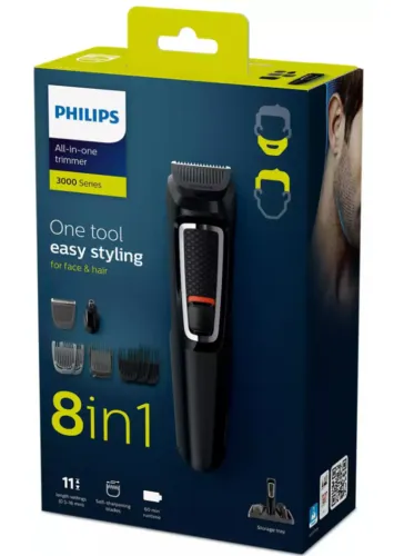 Aparador de Pelos Philips All In One Trimmer 3000 8 em 1 - MG3731/15 11 Ajustes + 1 Veloci