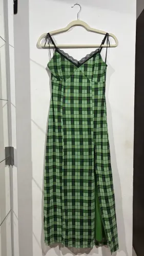 Vestido xadrez verde