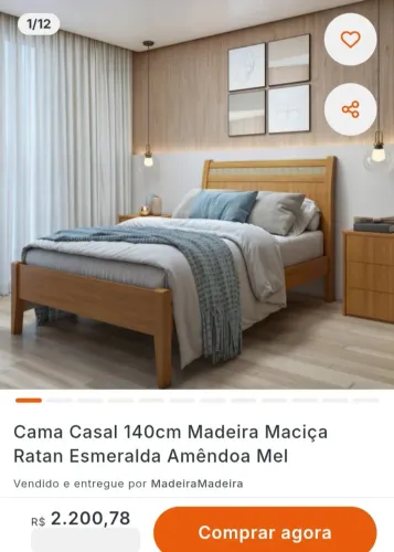 Cama de madeira maciça