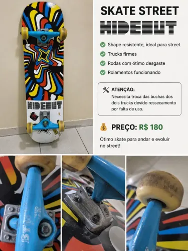 Skate Street Hideout Completo - Trucks Intruder - Leia a descrição