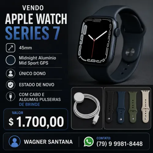 Vendo Apple Watch Series 7  45mm  Midnight Alumínio Mid Sport GPS