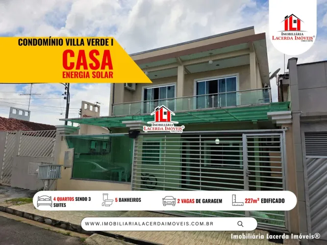 Villa Verde I, Casa com 4 quartos sendo 3 suítes semimbiliada, energia solar