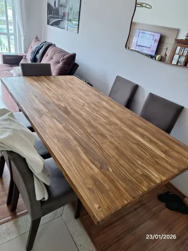 Tampo De Mesa 200x100 /pinus Maciça Engrosso De Bordas 40 Mm